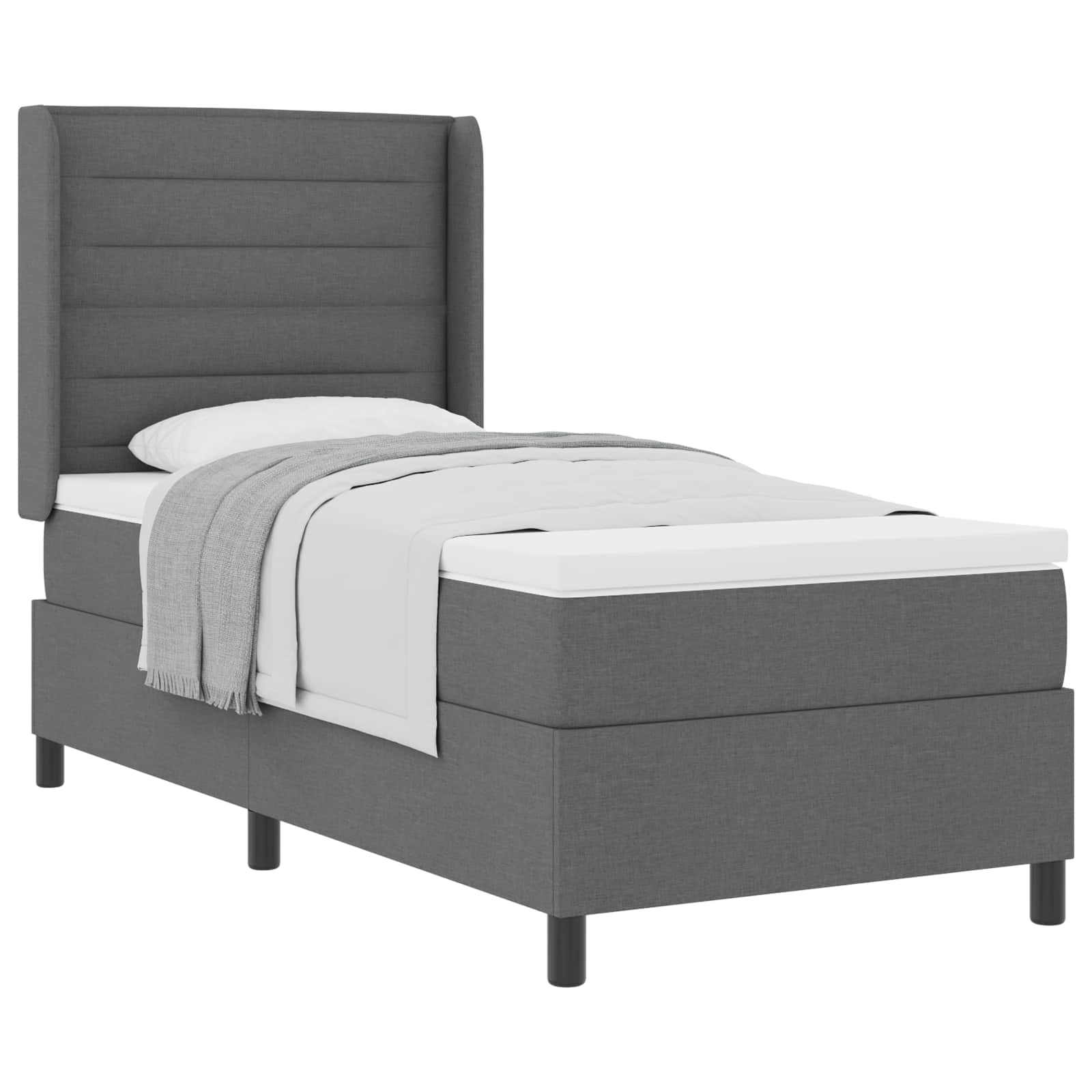 Boxspringbed met matras Donkergrijs 190 x 90 cm Stof is nu te koop bij PeponiXL, paradijselijk wonen!