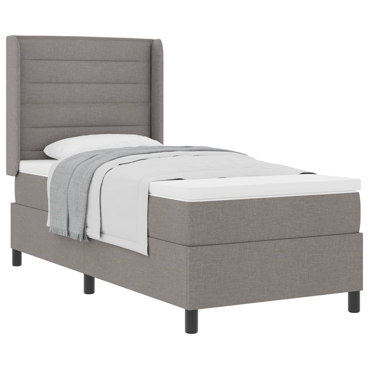 Boxspringbed met matras met hoofdeinde Taupe 190 x 90 cm Stof is nu te koop bij PeponiXL, paradijselijk wonen!