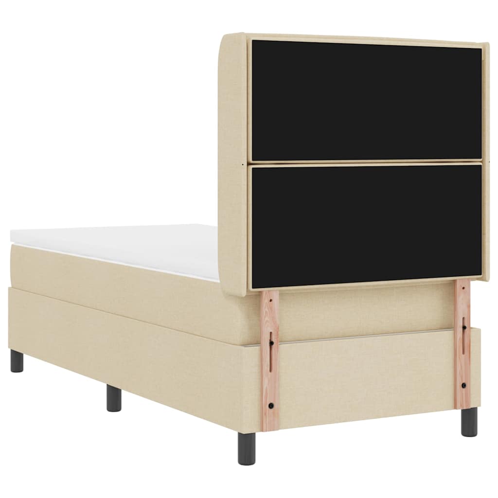 Boxspringbed met matras met hoofdeinde Crème 190 x 90 cm Stof is nu te koop bij PeponiXL, paradijselijk wonen!