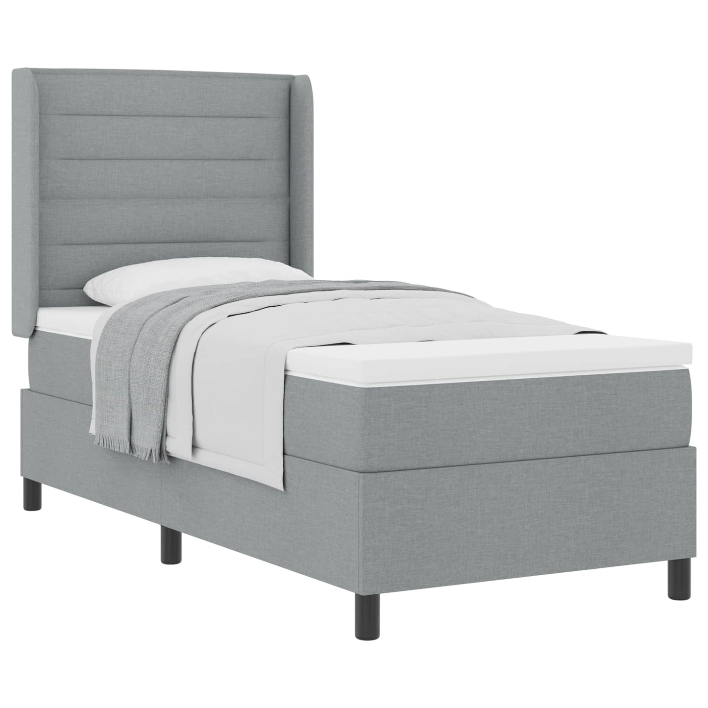 Boxspringbed met matras Lichtgrijs 200 x 100 cm Stof is nu te koop bij PeponiXL, paradijselijk wonen!