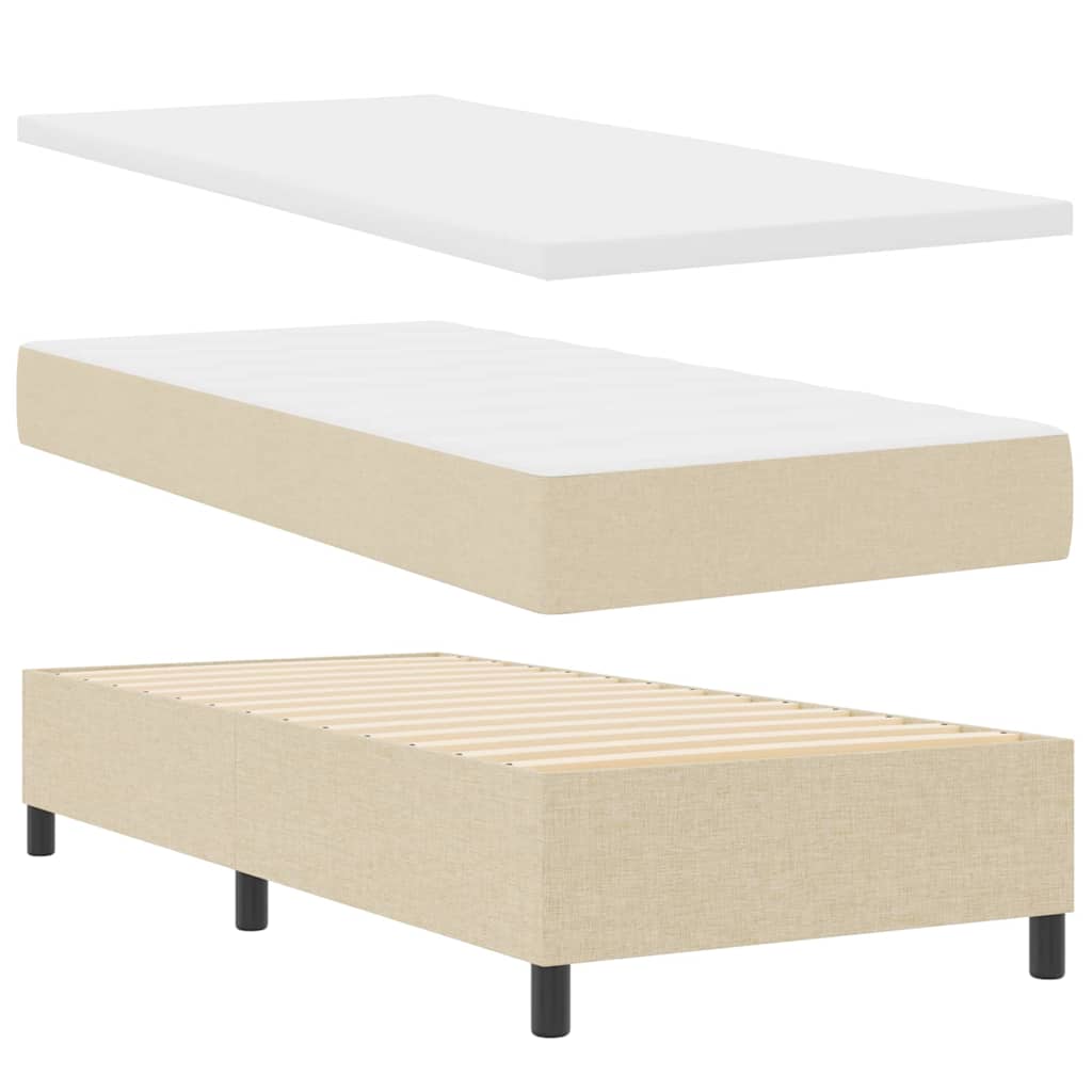 Boxspring bed met matras met hoofdeinde Crème 100 x 200 cm Stof is nu te koop bij PeponiXL, paradijselijk wonen!
