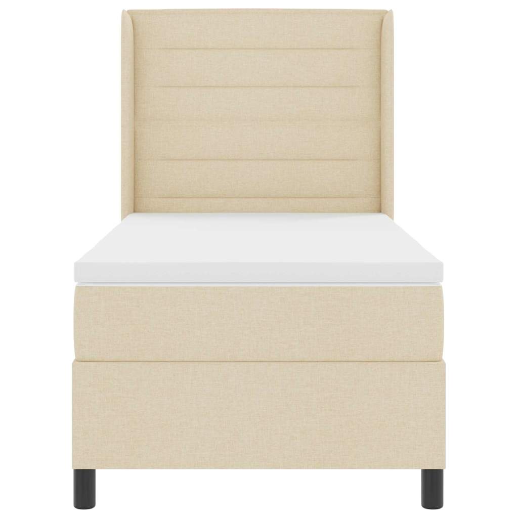 Boxspring bed met matras met hoofdeinde Crème 100 x 200 cm Stof is nu te koop bij PeponiXL, paradijselijk wonen!
