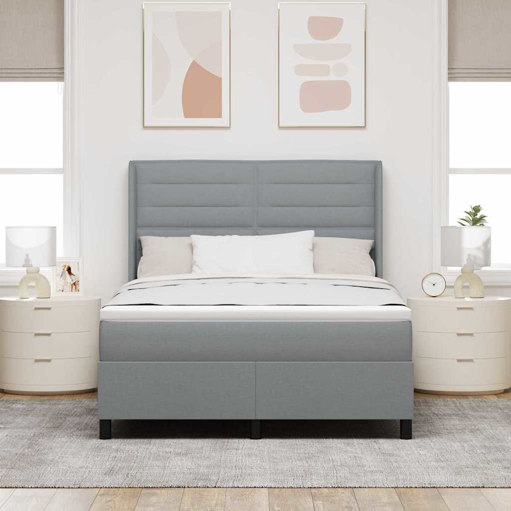 Boxspringbed met matras Lichtgrijs 190 x 140 cm Stof is nu te koop bij PeponiXL, paradijselijk wonen!