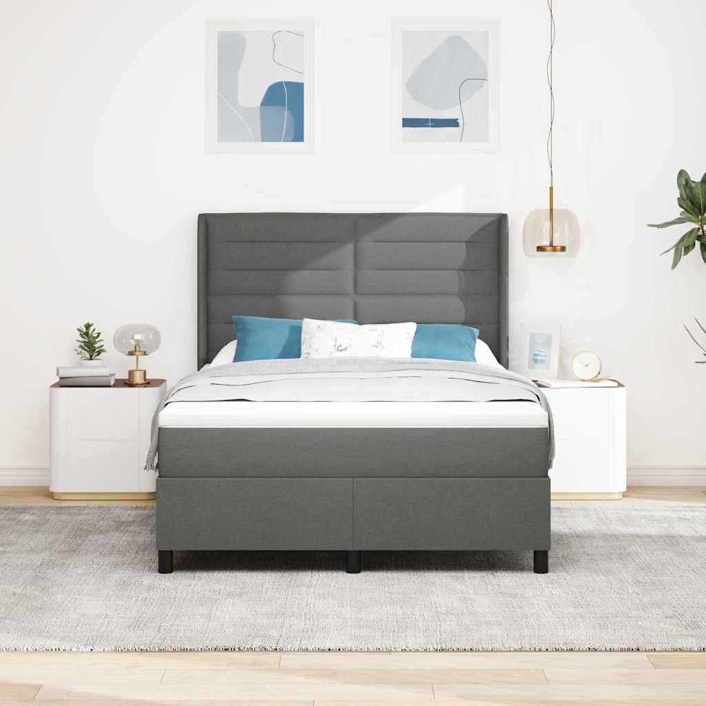 Boxspringbed met matras Donkergrijs 190 x 140 cm Stof is nu te koop bij PeponiXL, paradijselijk wonen!
