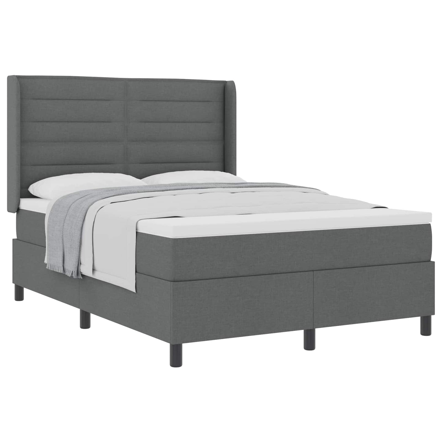 Boxspringbed met matras Donkergrijs 190 x 140 cm Stof is nu te koop bij PeponiXL, paradijselijk wonen!