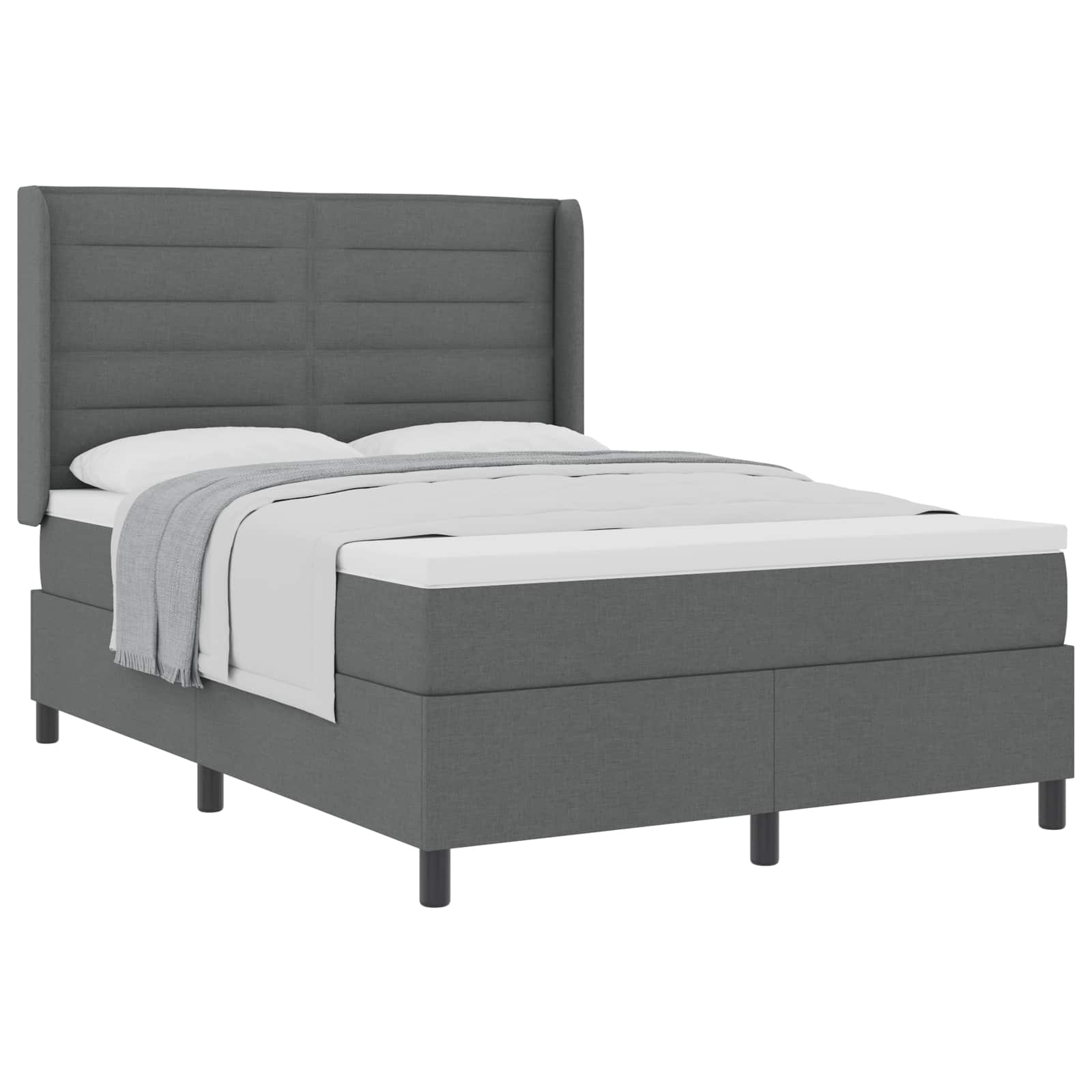 Boxspringbed met matras Donkergrijs 190 x 140 cm Stof is nu te koop bij PeponiXL, paradijselijk wonen!