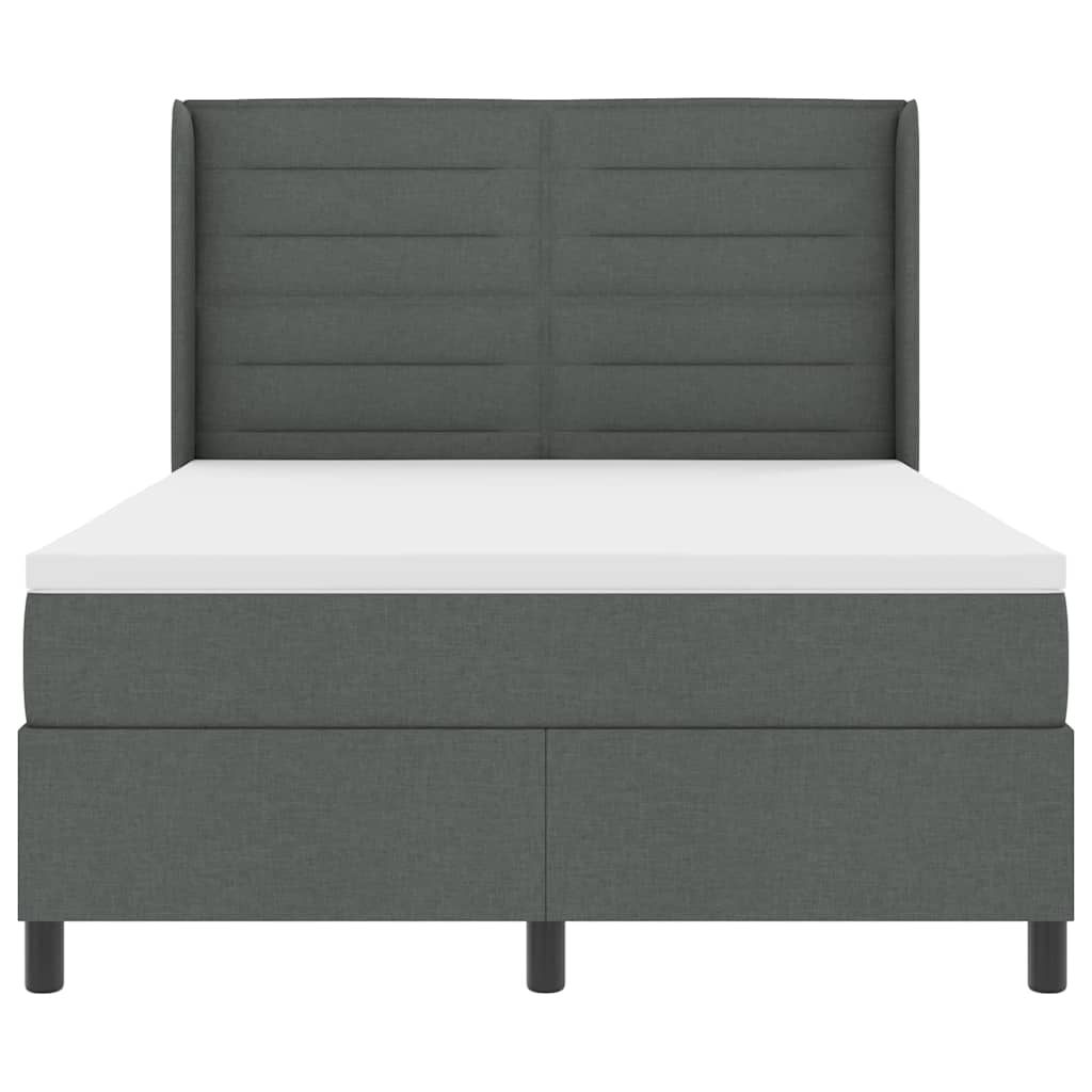Boxspringbed met matras Donkergrijs 190 x 140 cm Stof is nu te koop bij PeponiXL, paradijselijk wonen!