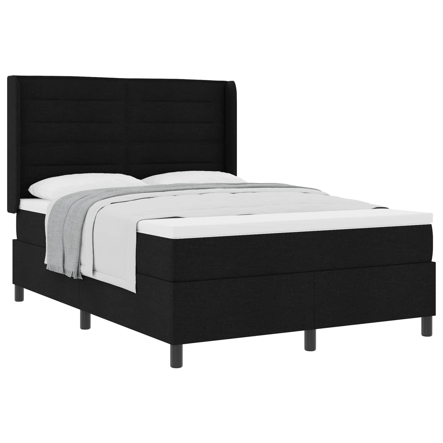 Boxspringbed met matras met hoofdeinde Zwart 190 x 140 cm Stof is nu te koop bij PeponiXL, paradijselijk wonen!