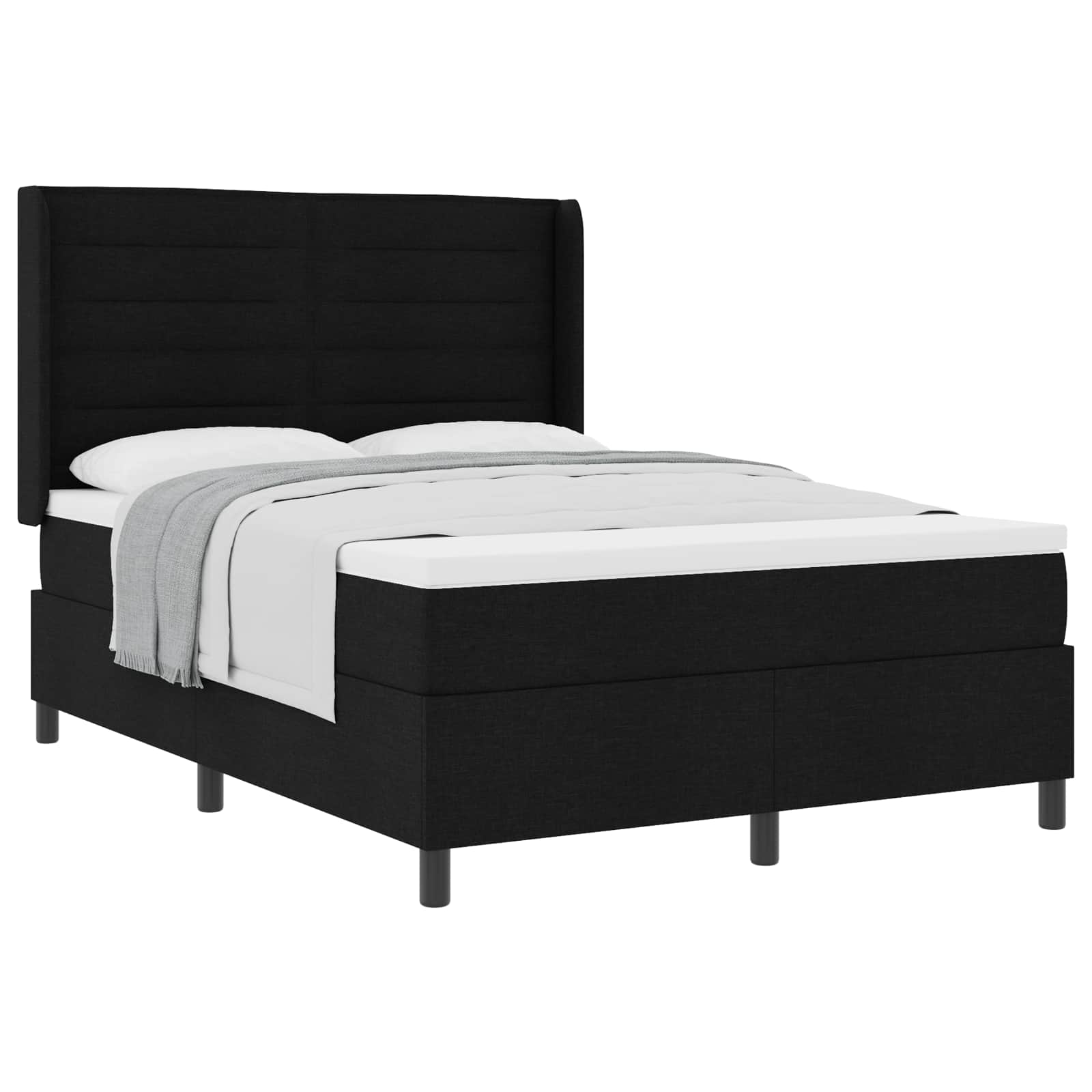 Boxspringbed met matras met hoofdeinde Zwart 190 x 140 cm Stof is nu te koop bij PeponiXL, paradijselijk wonen!