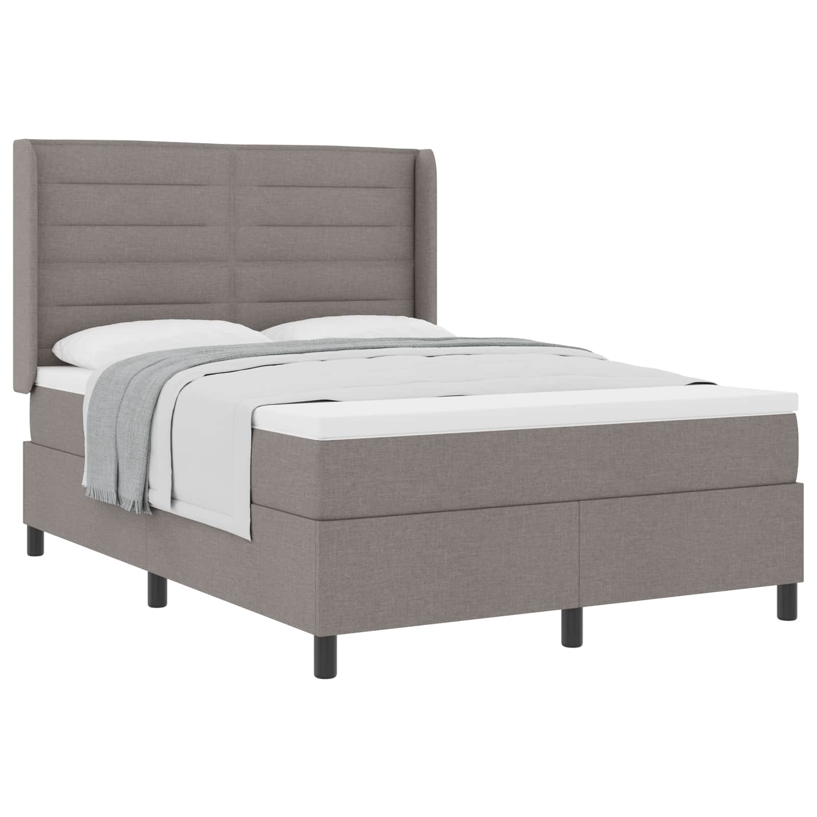 Boxspringbed met matras met hoofdeinde Taupe 190 x 140 cm Stof is nu te koop bij PeponiXL, paradijselijk wonen!