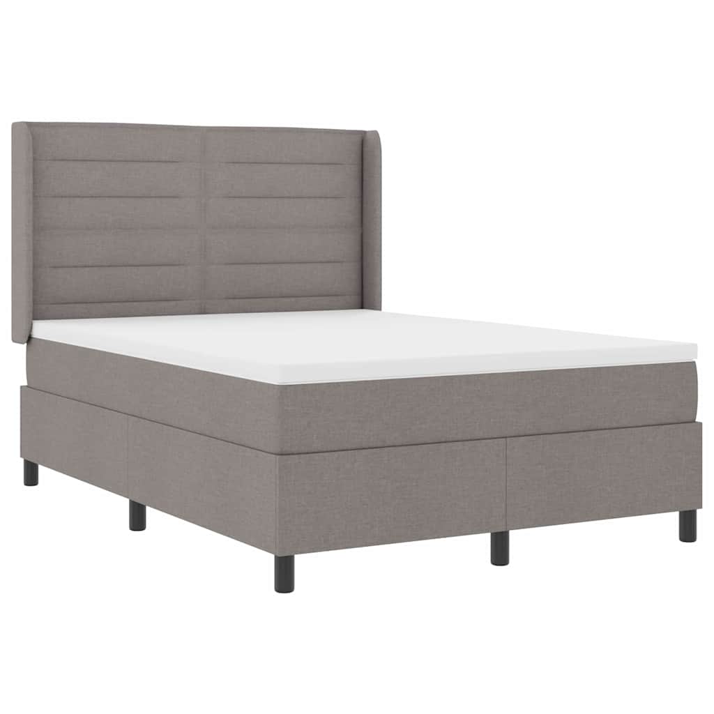 Boxspringbed met matras met hoofdeinde Taupe 190 x 140 cm Stof is nu te koop bij PeponiXL, paradijselijk wonen!