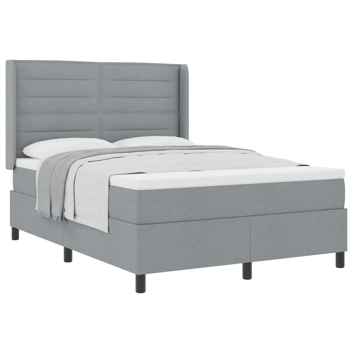 Boxspringbed met matras Lichtgrijs 200 x 140 cm Stof is nu te koop bij PeponiXL, paradijselijk wonen!
