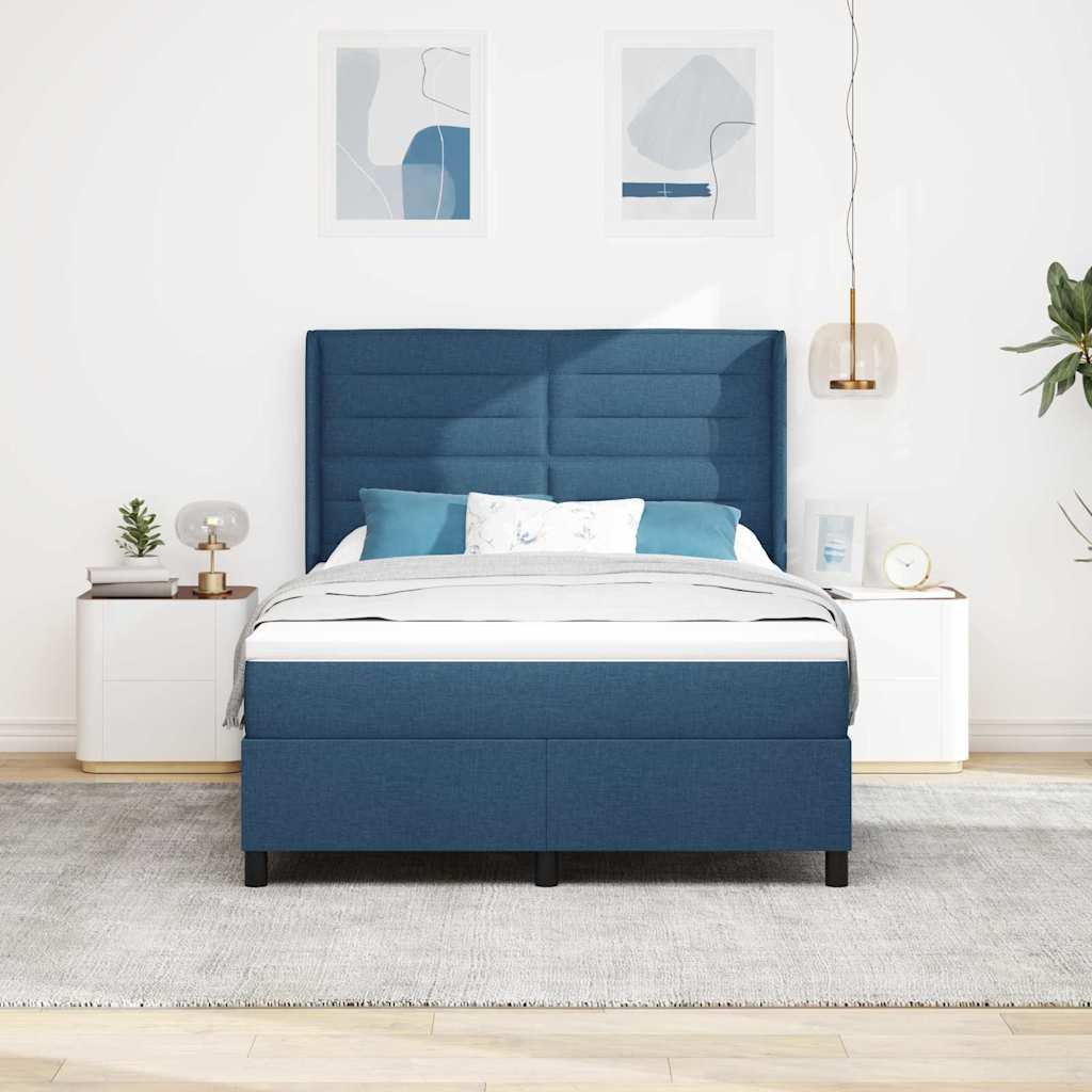 Boxspringbed met matras met hoofdeinde Blauw 200 x 160 cm Stof is nu te koop bij PeponiXL, paradijselijk wonen!