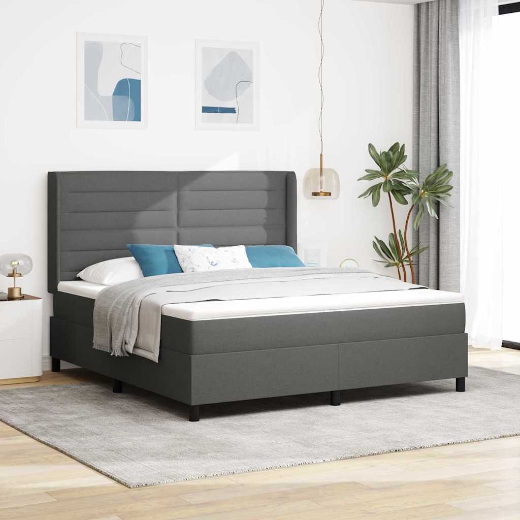 Boxspringbed met matras Donkergrijs 200 x 180 cm Stof is nu te koop bij PeponiXL, paradijselijk wonen!