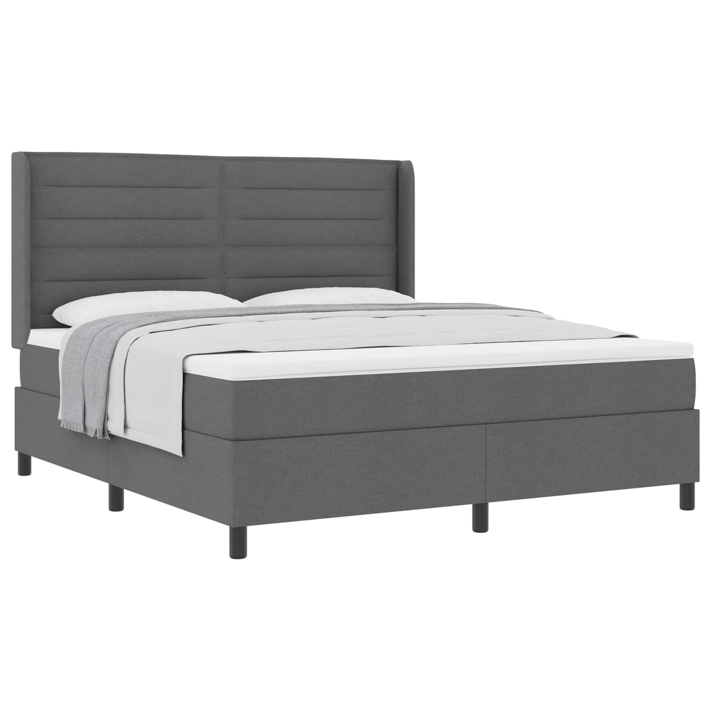 Boxspringbed met matras Donkergrijs 200 x 180 cm Stof is nu te koop bij PeponiXL, paradijselijk wonen!