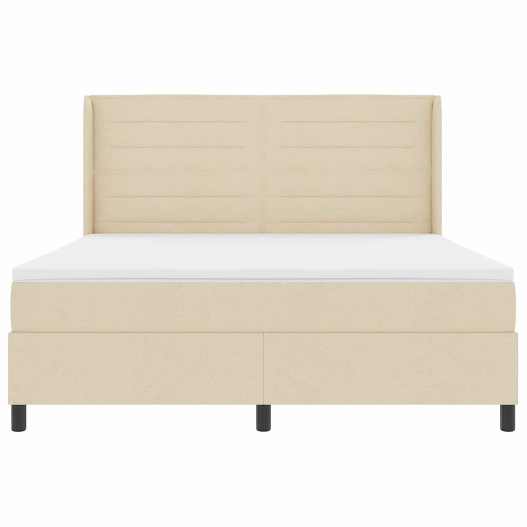 Boxspring bed met matras met hoofdeinde Crème 180 x 200 cm Stof is nu te koop bij PeponiXL, paradijselijk wonen!