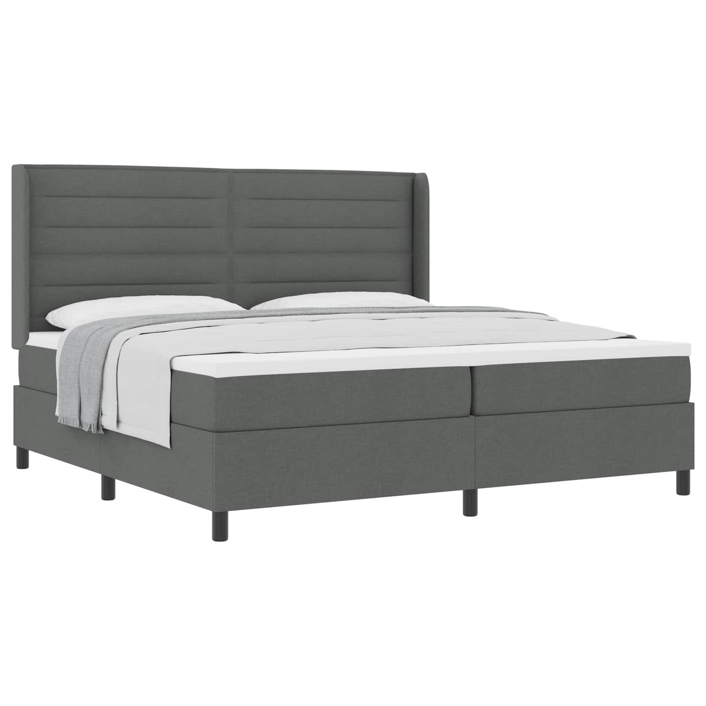 Boxspringbed met matras Donkergrijs 200 x 200 cm Stof is nu te koop bij PeponiXL, paradijselijk wonen!