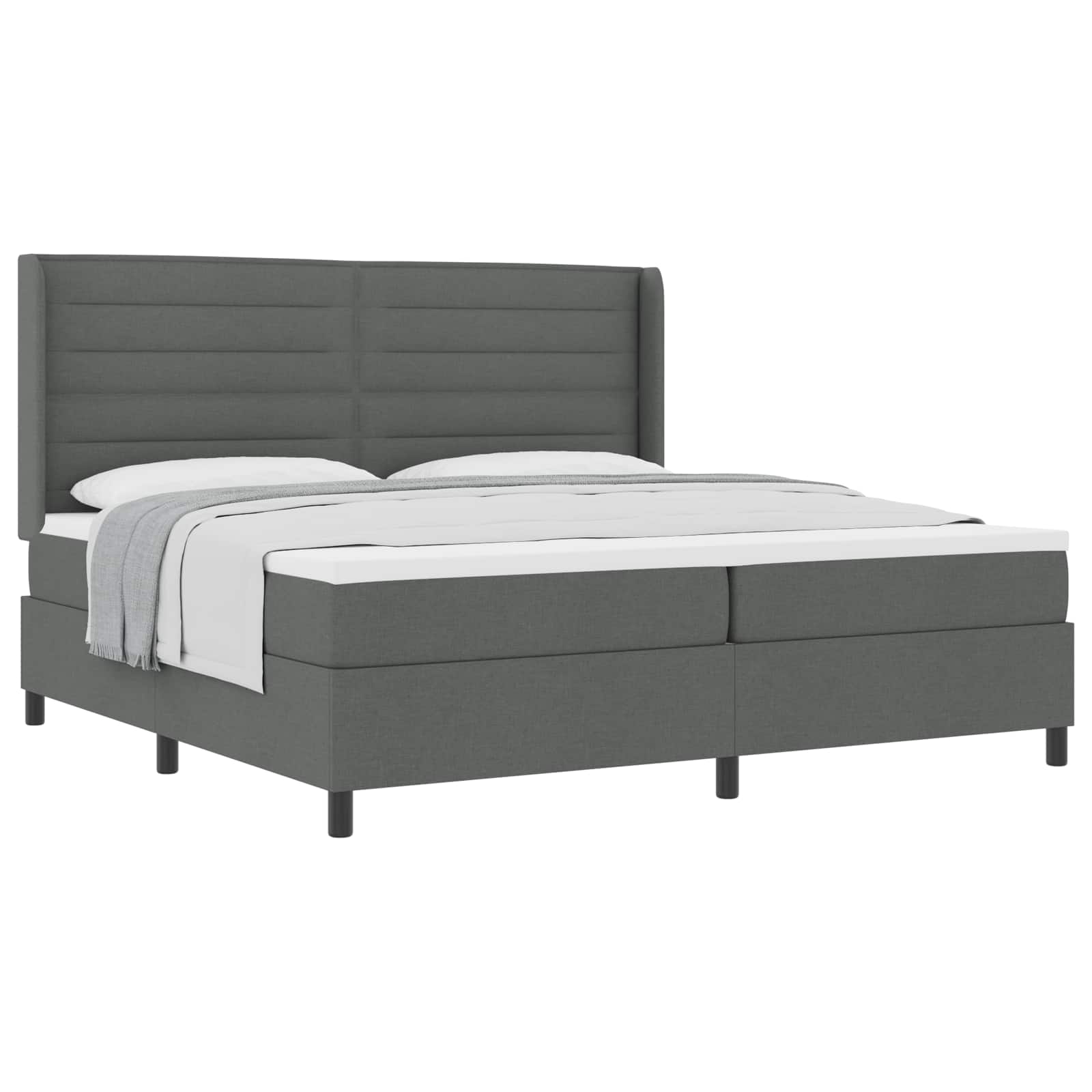 Boxspringbed met matras Donkergrijs 200 x 200 cm Stof is nu te koop bij PeponiXL, paradijselijk wonen!