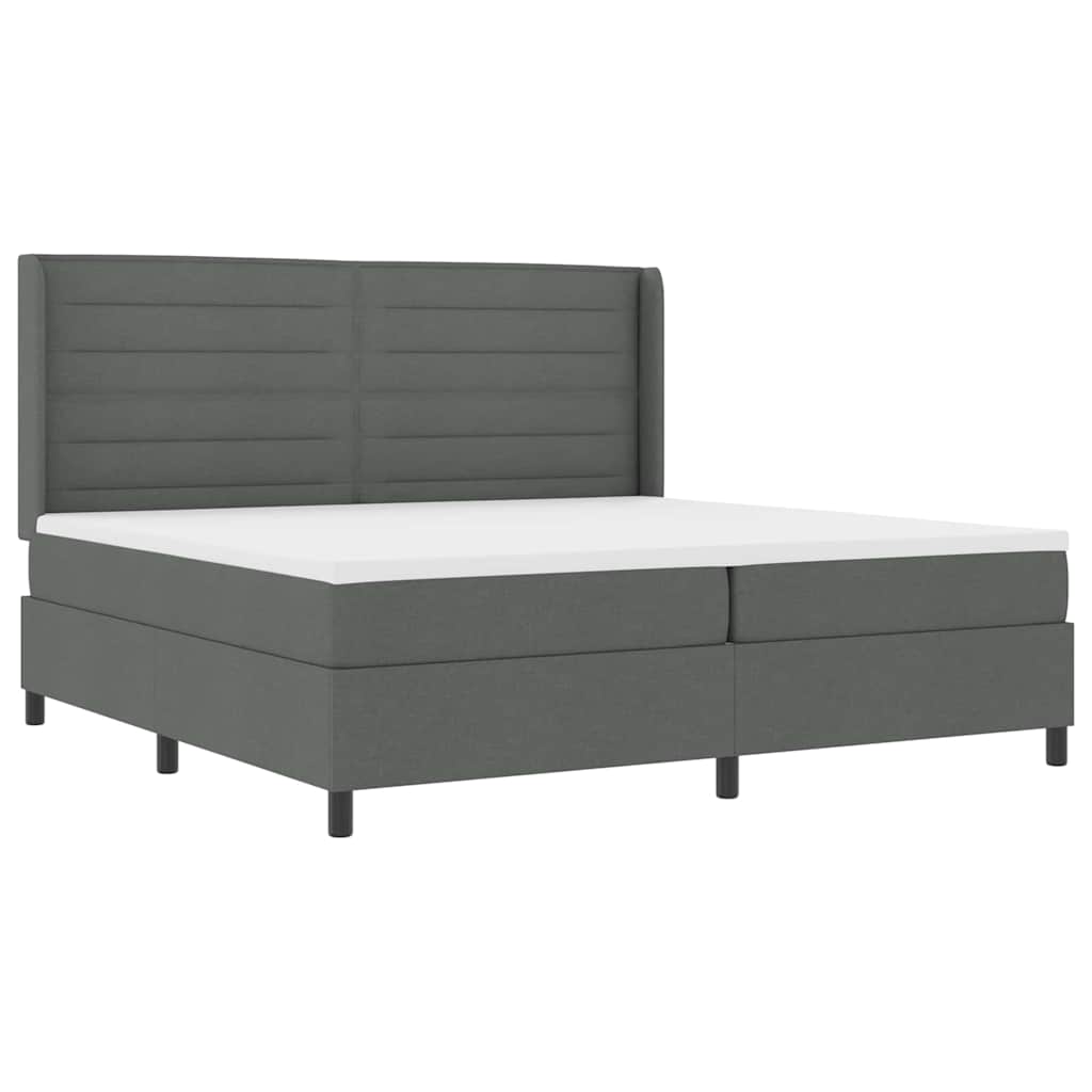 Boxspringbed met matras Donkergrijs 200 x 200 cm Stof is nu te koop bij PeponiXL, paradijselijk wonen!