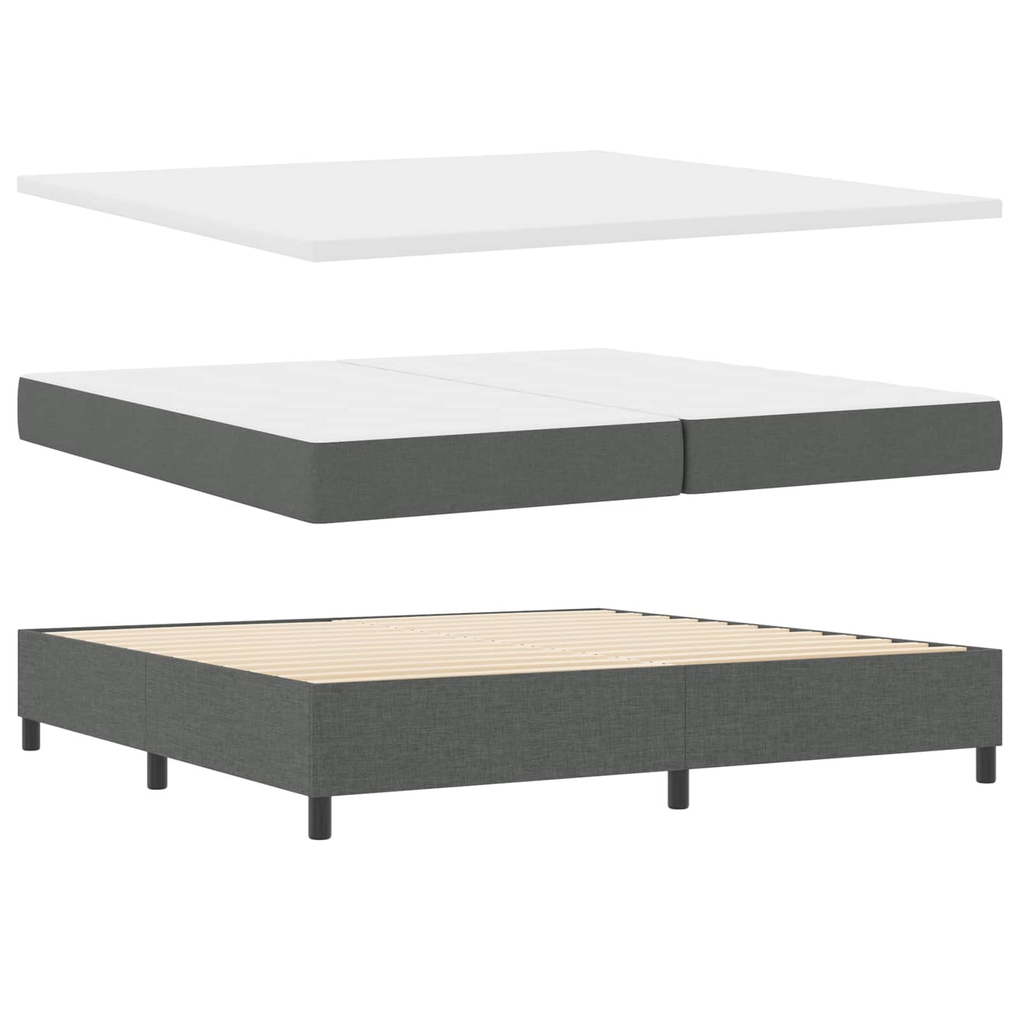 Boxspringbed met matras Donkergrijs 200 x 200 cm Stof is nu te koop bij PeponiXL, paradijselijk wonen!