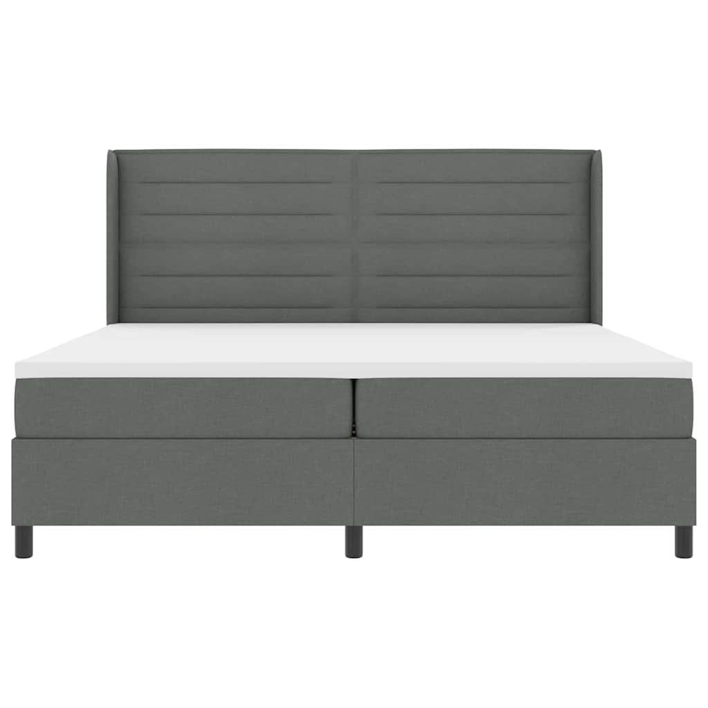 Boxspringbed met matras Donkergrijs 200 x 200 cm Stof is nu te koop bij PeponiXL, paradijselijk wonen!