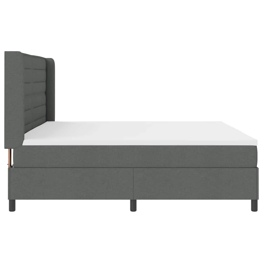 Boxspringbed met matras Donkergrijs 200 x 200 cm Stof is nu te koop bij PeponiXL, paradijselijk wonen!