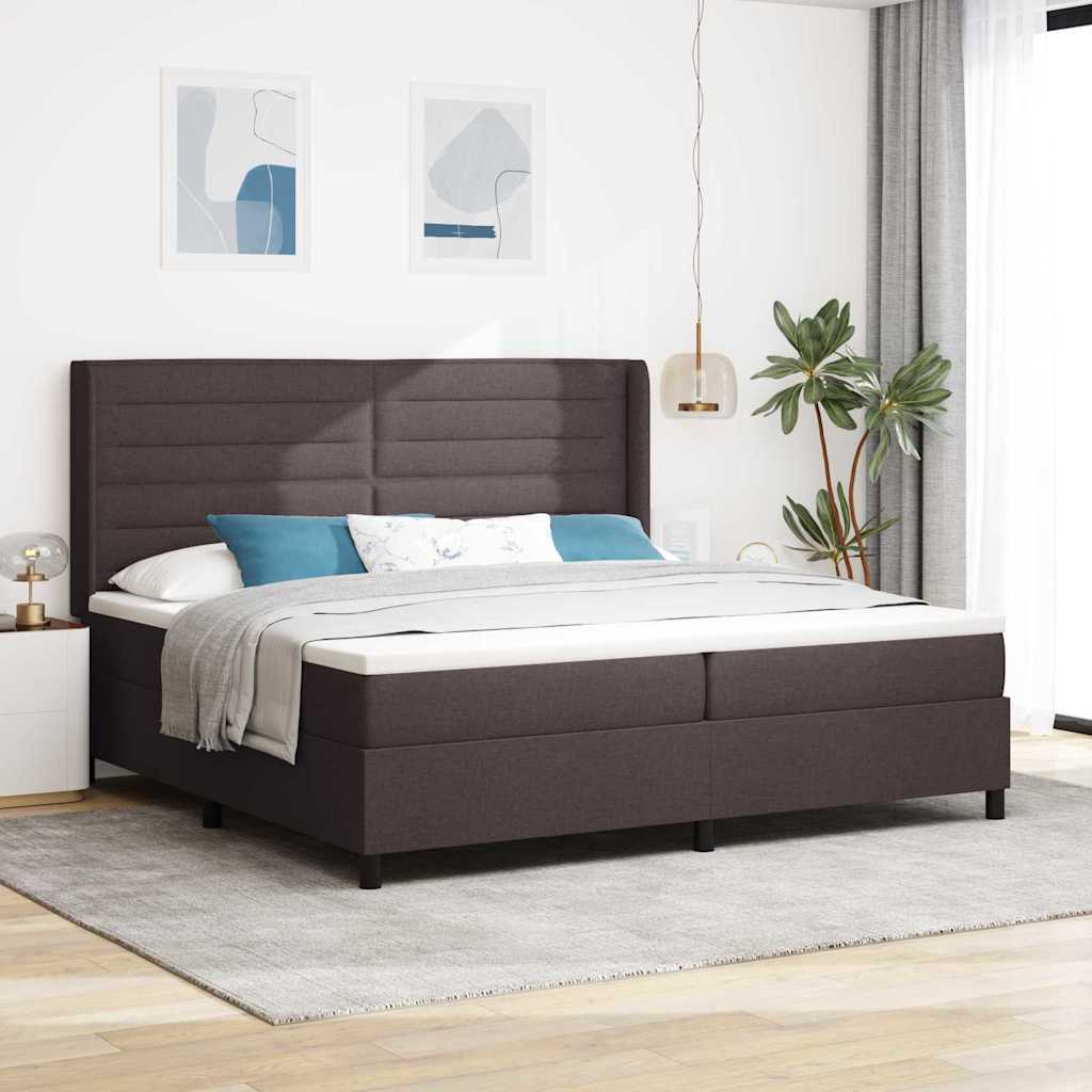 Boxspringbed met matras Donkerbruin 200 x 200 cm Stof is nu te koop bij PeponiXL, paradijselijk wonen!