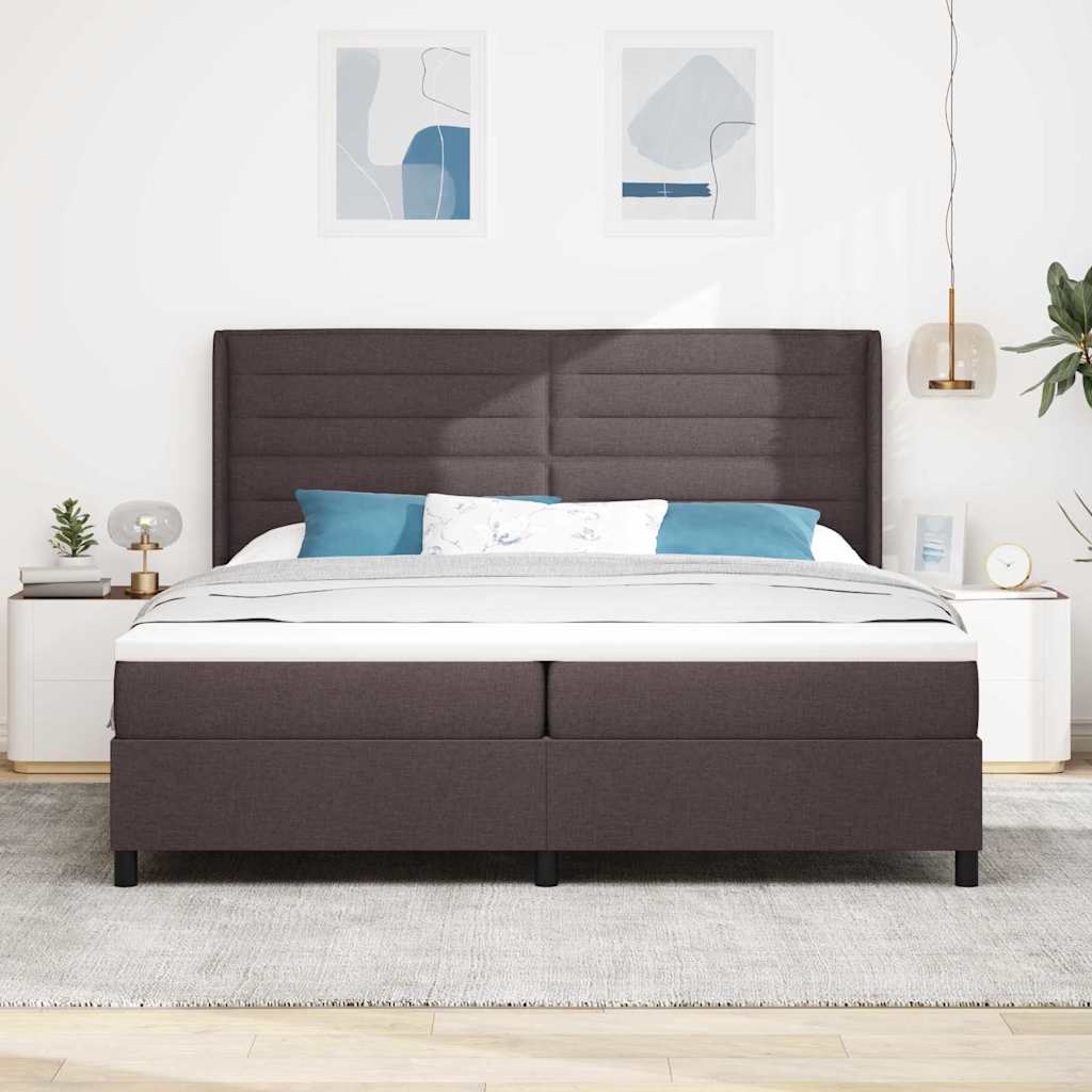 Boxspringbed met matras Donkerbruin 200 x 200 cm Stof is nu te koop bij PeponiXL, paradijselijk wonen!