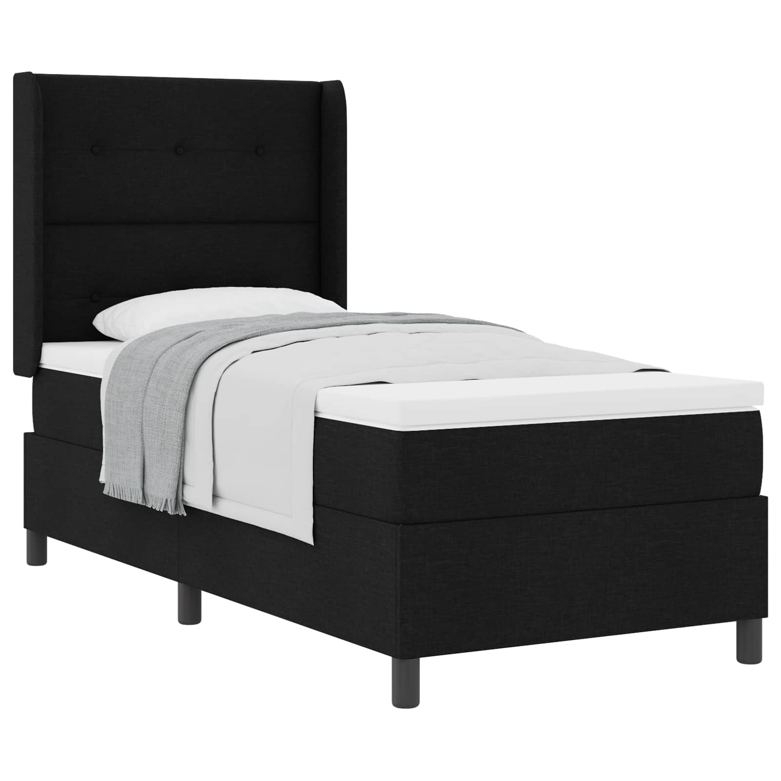 Boxspringbed met matras met hoofdeinde Zwart 200 x 80 cm Stof is nu te koop bij PeponiXL, paradijselijk wonen!