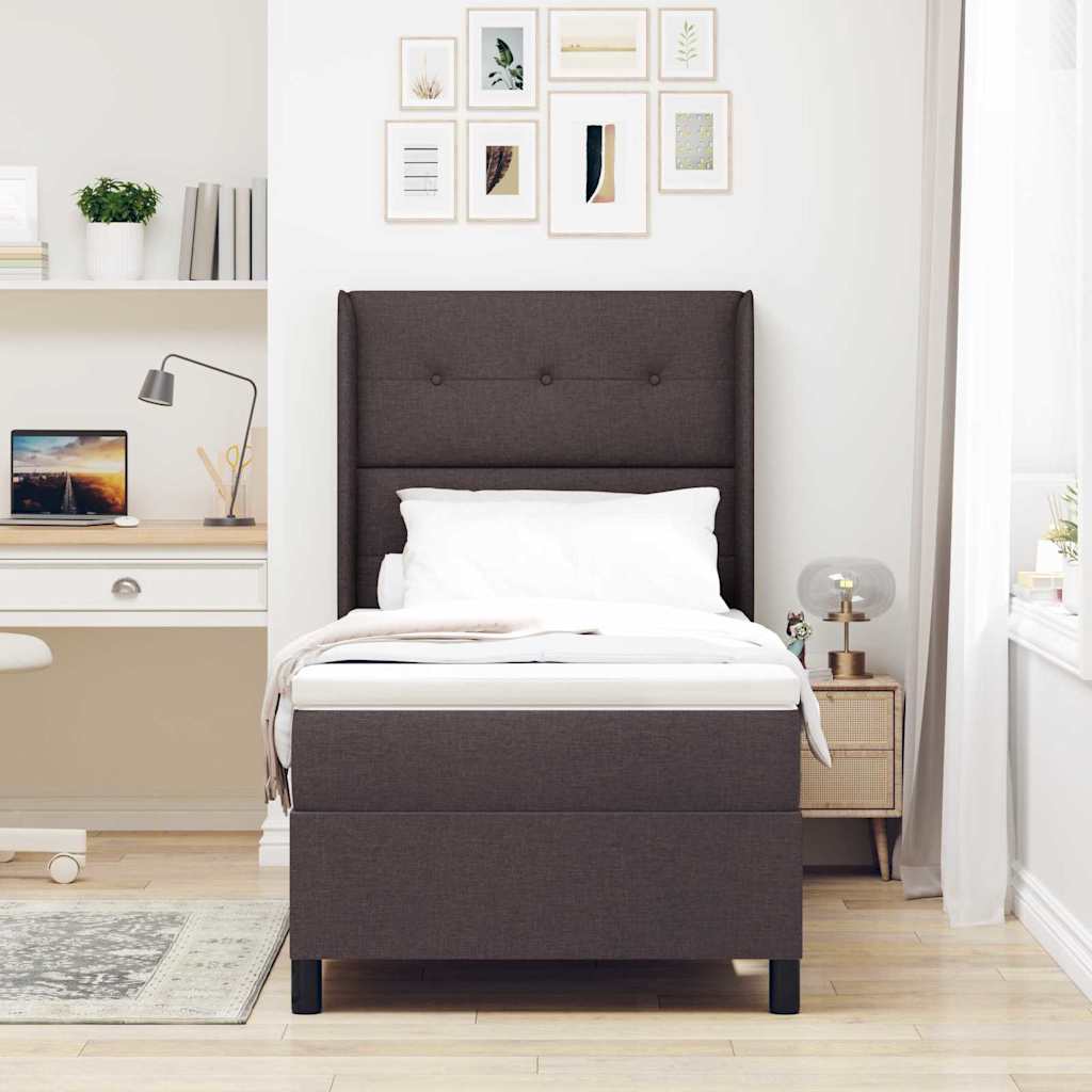 Boxspringbed met matras Donkerbruin 200 x 80 cm Stof is nu te koop bij PeponiXL, paradijselijk wonen!