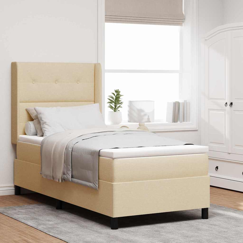 Boxspringbed met matras met hoofdeinde Crème 200 x 80 cm Stof is nu te koop bij PeponiXL, paradijselijk wonen!