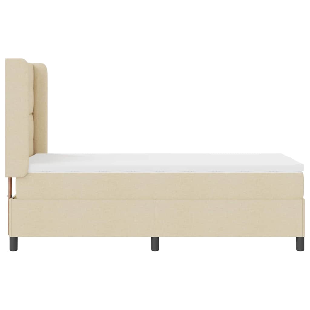 Boxspringbed met matras met hoofdeinde Crème 200 x 80 cm Stof is nu te koop bij PeponiXL, paradijselijk wonen!