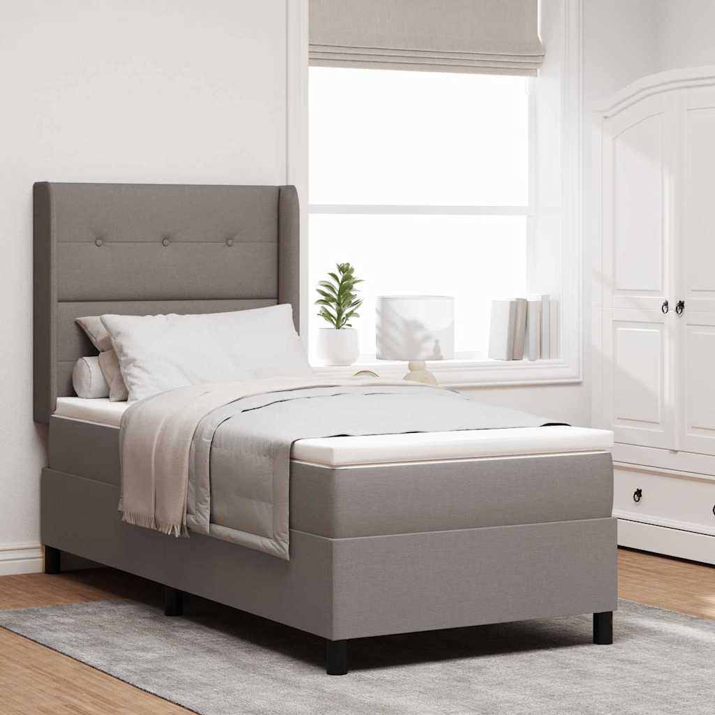 Boxspringbed met matras met hoofdeinde Taupe 190 x 90 cm Stof is nu te koop bij PeponiXL, paradijselijk wonen!