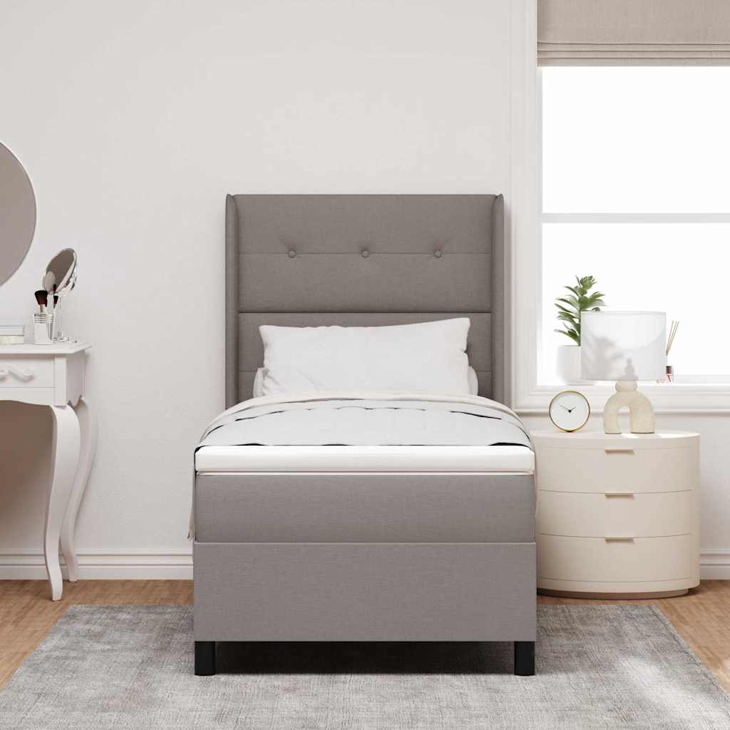Boxspringbed met matras met hoofdeinde Taupe 190 x 90 cm Stof is nu te koop bij PeponiXL, paradijselijk wonen!
