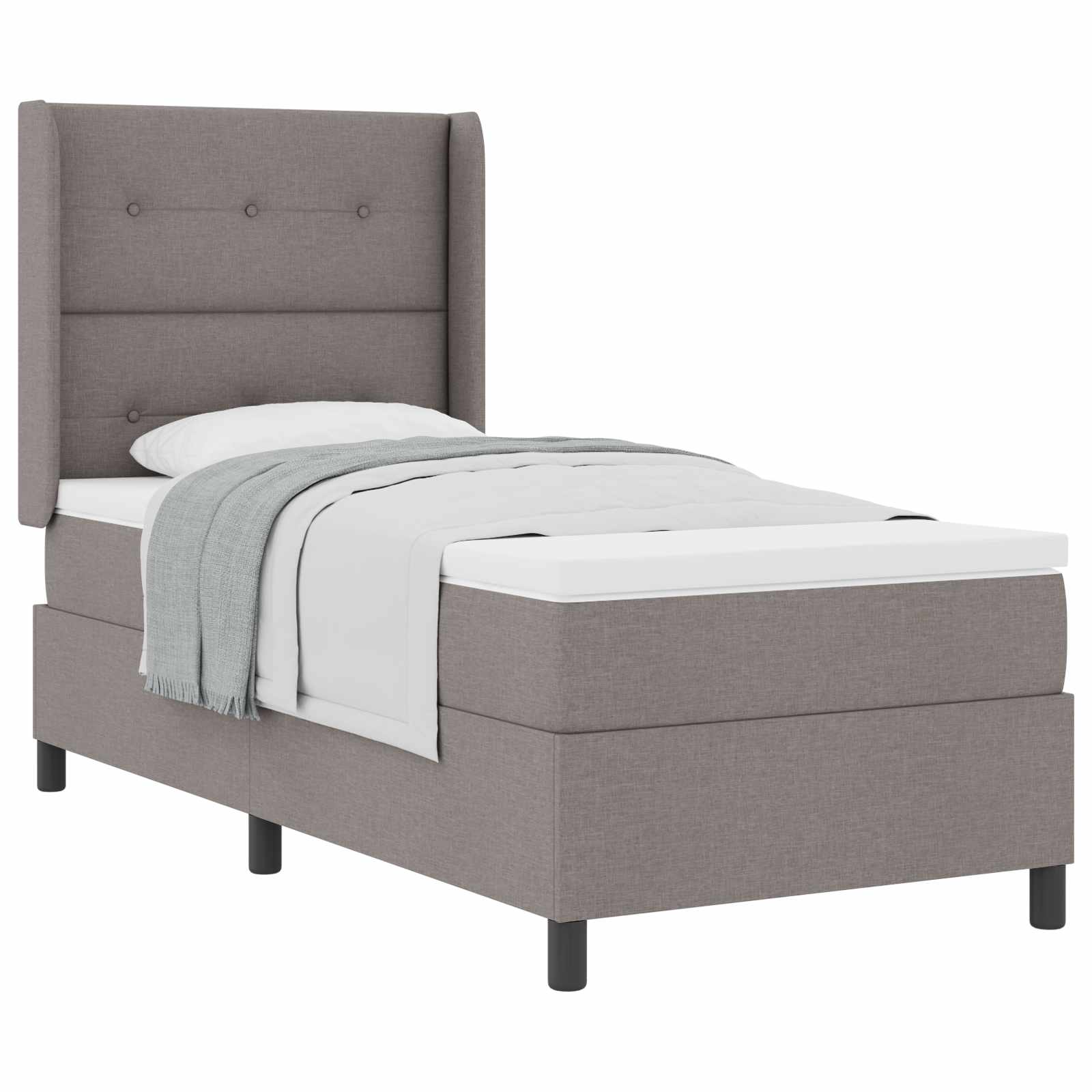 Boxspringbed met matras met hoofdeinde Taupe 190 x 90 cm Stof is nu te koop bij PeponiXL, paradijselijk wonen!