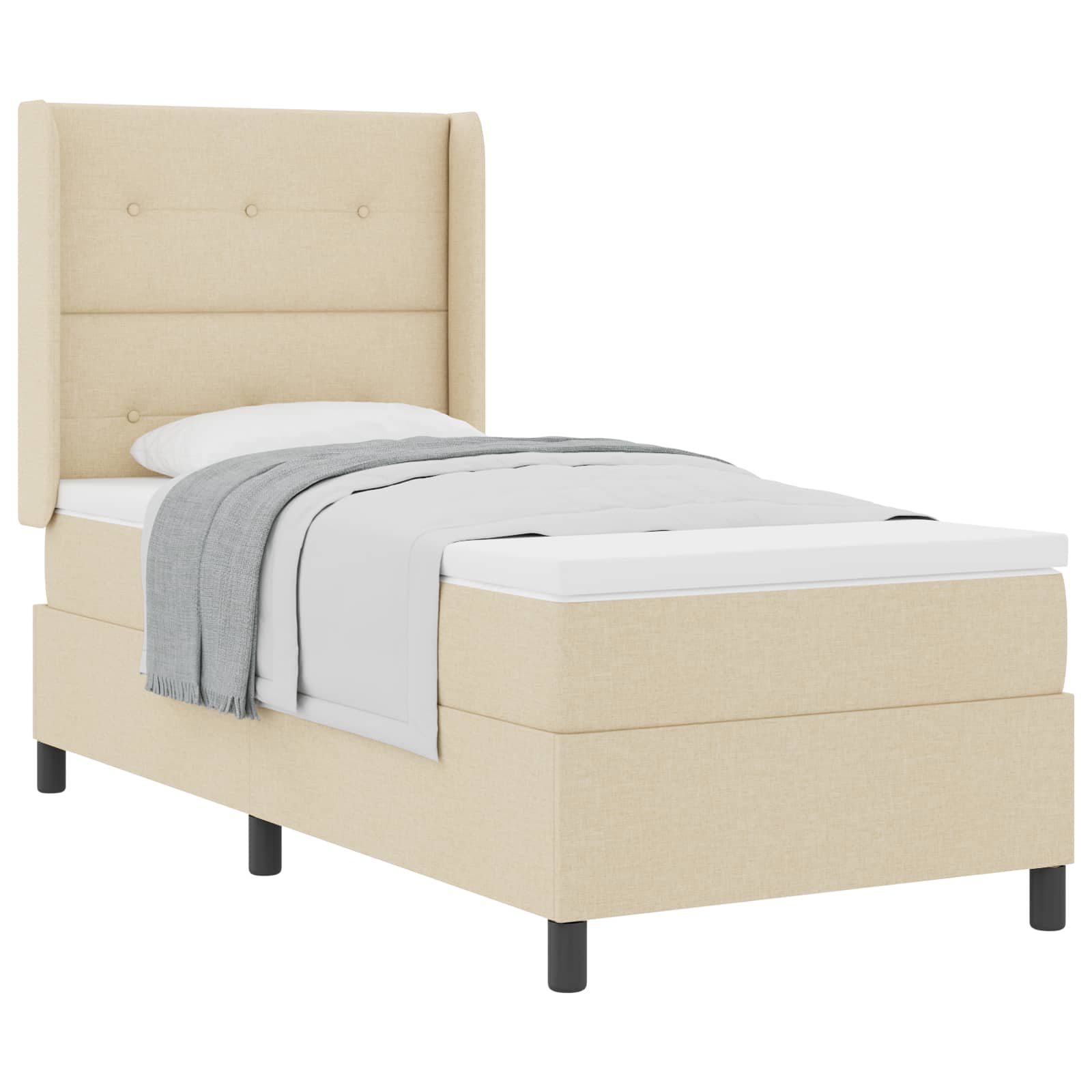 Boxspringbed met matras met hoofdeinde Crème 190 x 90 cm Stof is nu te koop bij PeponiXL, paradijselijk wonen!