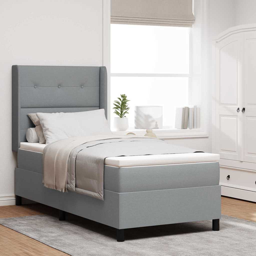 Boxspringbed met matras Lichtgrijs 200 x 90 cm Stof is nu te koop bij PeponiXL, paradijselijk wonen!