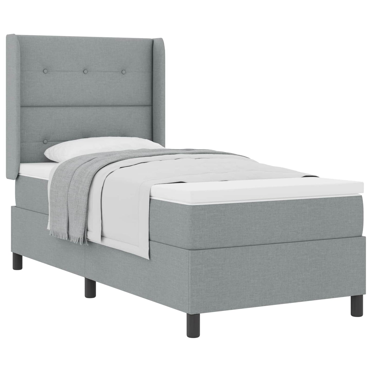 Boxspringbed met matras Lichtgrijs 200 x 90 cm Stof is nu te koop bij PeponiXL, paradijselijk wonen!