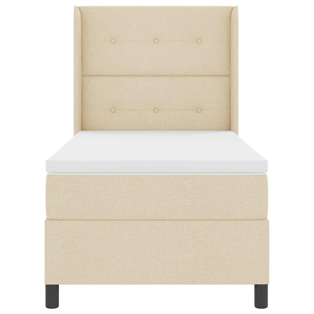 Boxspringbed met matras met hoofdeinde Crème 200 x 100 cm Stof is nu te koop bij PeponiXL, paradijselijk wonen!