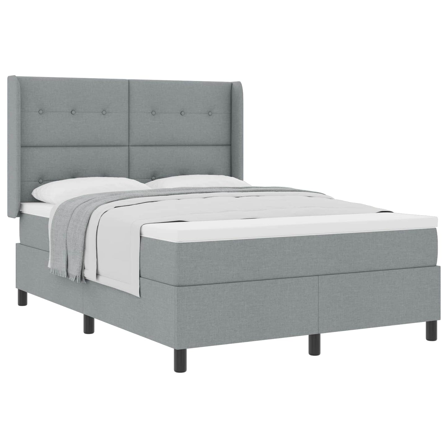 Boxspringbed met matras Lichtgrijs 190 x 140 cm Stof is nu te koop bij PeponiXL, paradijselijk wonen!
