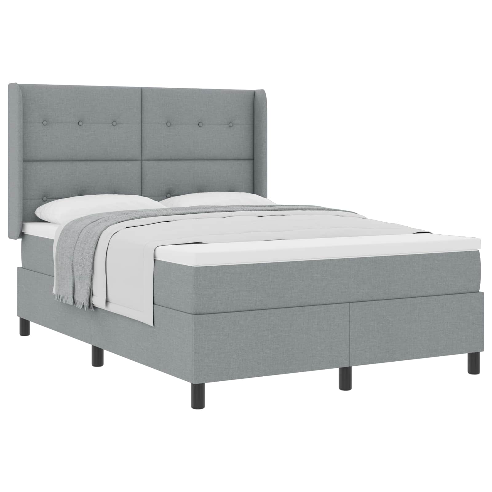 Boxspringbed met matras Lichtgrijs 190 x 140 cm Stof is nu te koop bij PeponiXL, paradijselijk wonen!