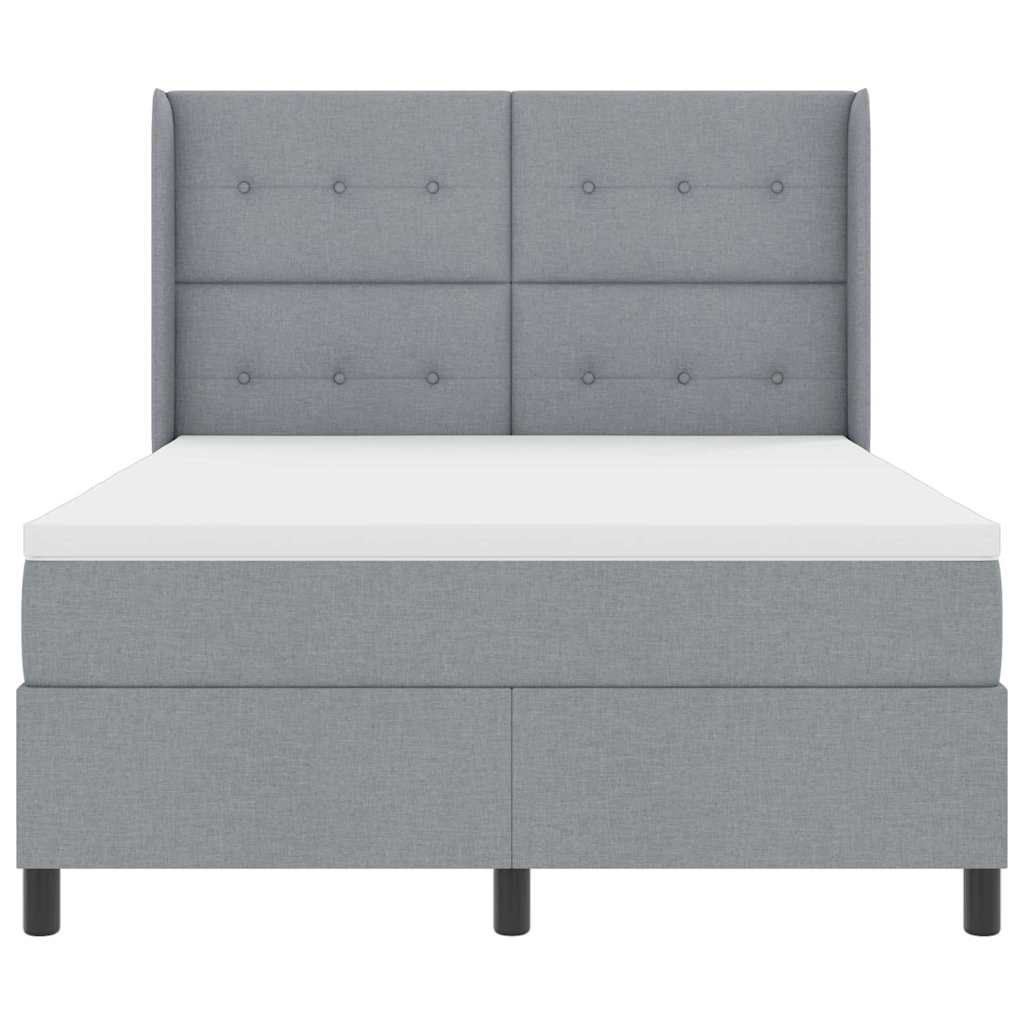 Boxspringbed met matras Lichtgrijs 190 x 140 cm Stof is nu te koop bij PeponiXL, paradijselijk wonen!