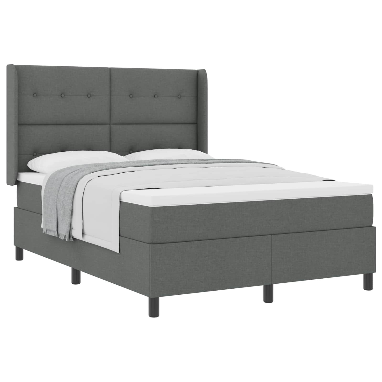 Boxspringbed met matras Donkergrijs 190 x 140 cm Stof is nu te koop bij PeponiXL, paradijselijk wonen!