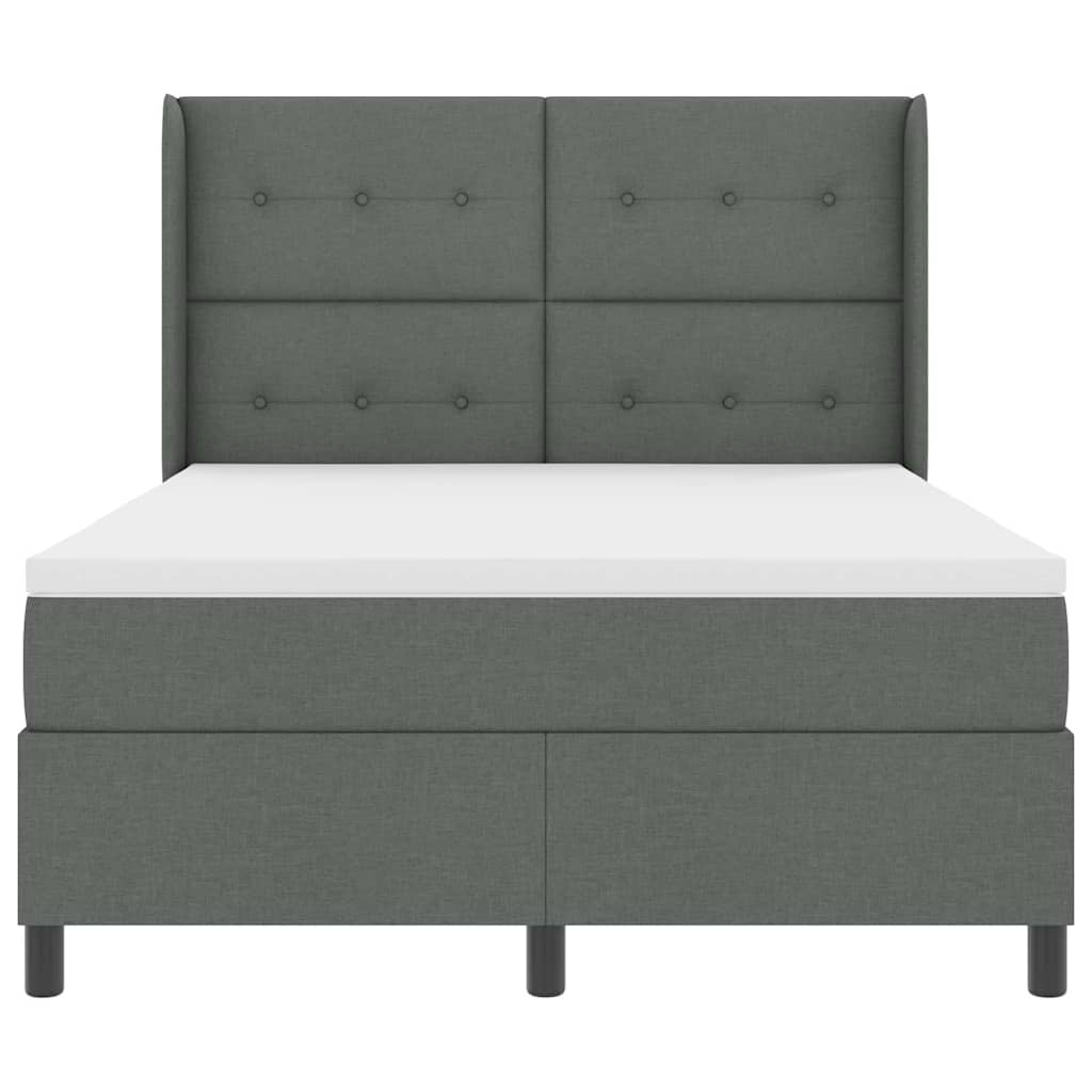 Boxspringbed met matras Donkergrijs 190 x 140 cm Stof is nu te koop bij PeponiXL, paradijselijk wonen!