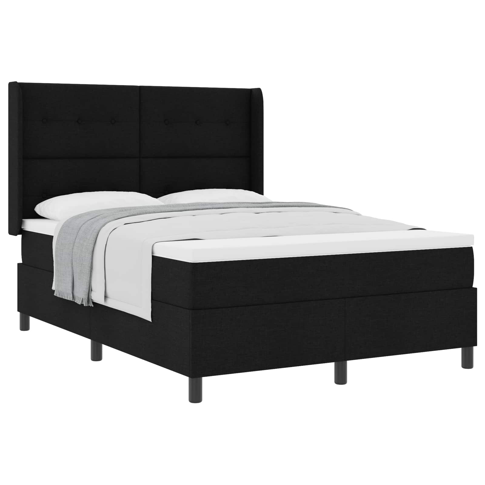 Boxspringbed met matras met hoofdeinde Zwart 190 x 140 cm Stof is nu te koop bij PeponiXL, paradijselijk wonen!