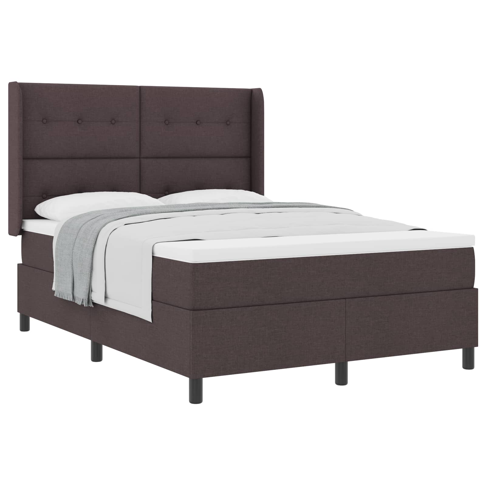 Boxspringbed met matras Donkerbruin 190 x 140 cm Stof is nu te koop bij PeponiXL, paradijselijk wonen!