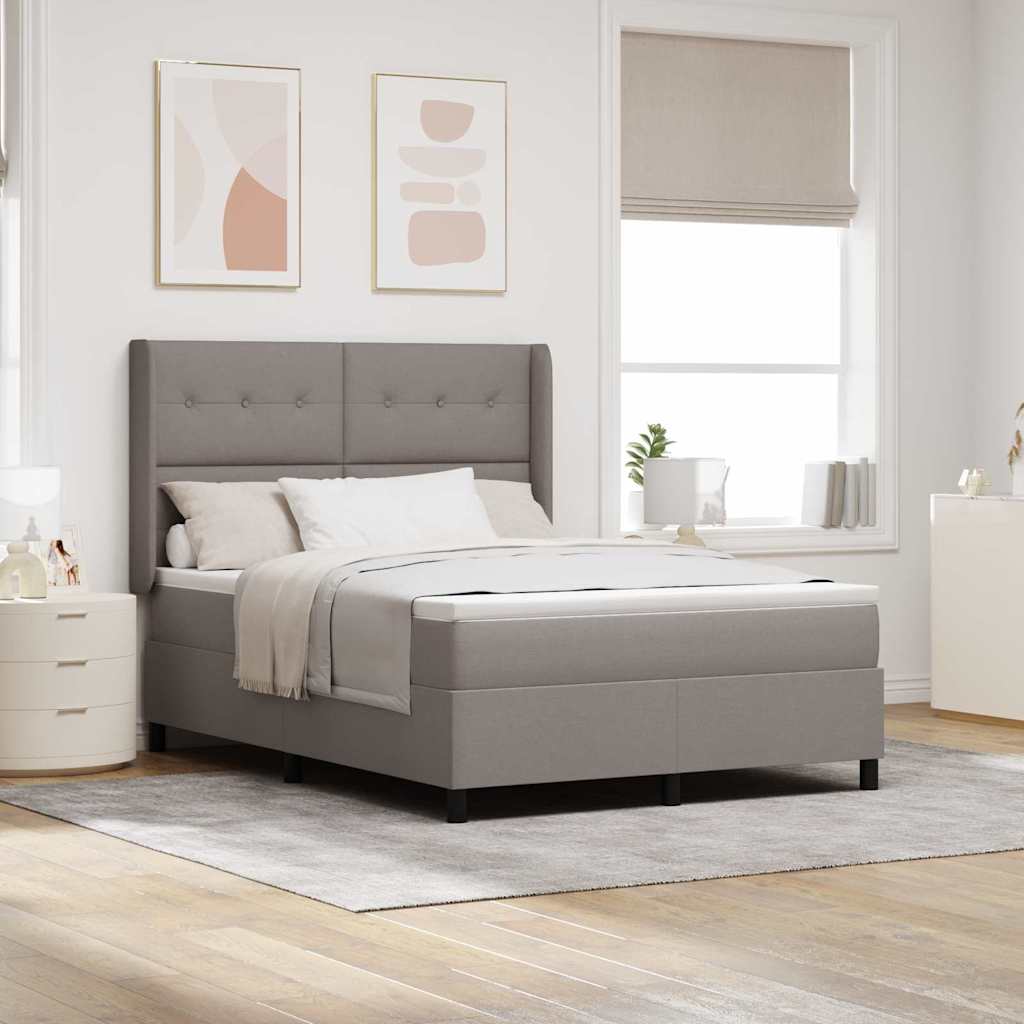 Boxspringbed met matras met hoofdeinde Taupe 190 x 140 cm Stof is nu te koop bij PeponiXL, paradijselijk wonen!