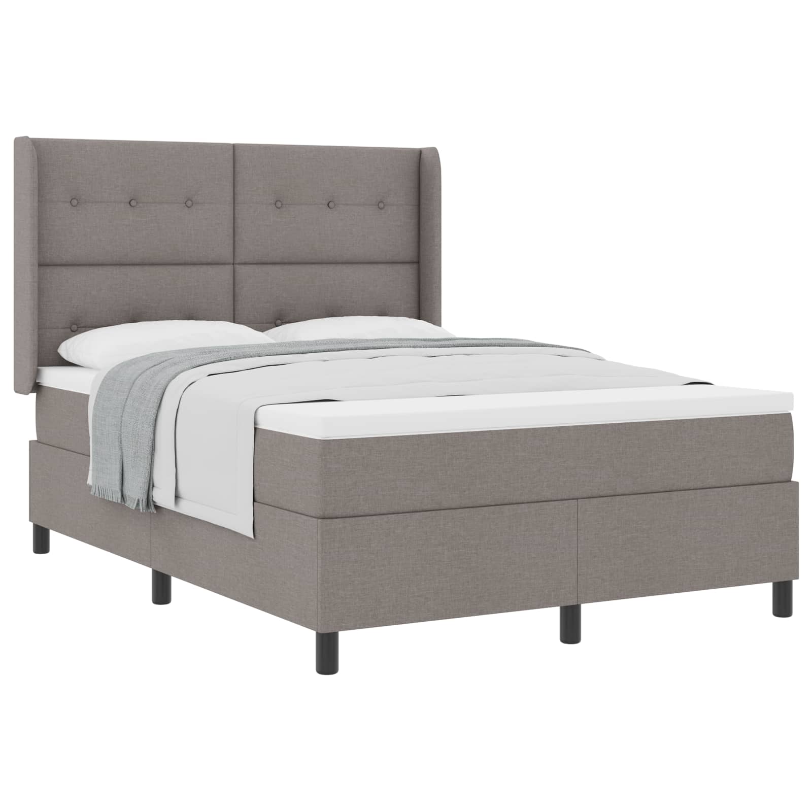 Boxspringbed met matras met hoofdeinde Taupe 190 x 140 cm Stof is nu te koop bij PeponiXL, paradijselijk wonen!