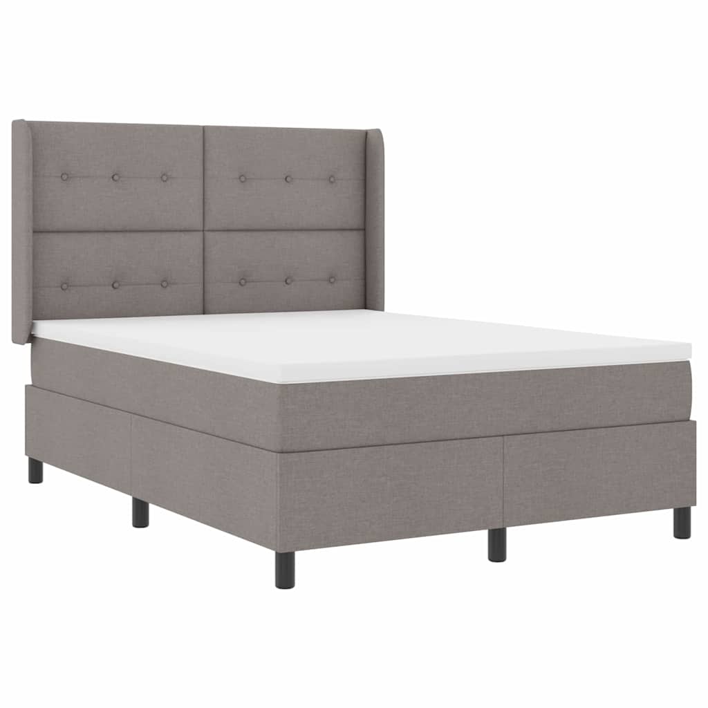 Boxspringbed met matras met hoofdeinde Taupe 190 x 140 cm Stof is nu te koop bij PeponiXL, paradijselijk wonen!