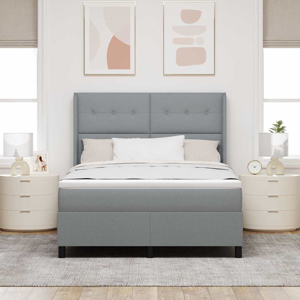 Boxspringbed met matras Lichtgrijs 200 x 140 cm Stof is nu te koop bij PeponiXL, paradijselijk wonen!